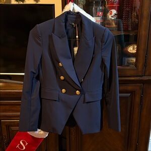 Quince Navy Blazer with Gold Buttons